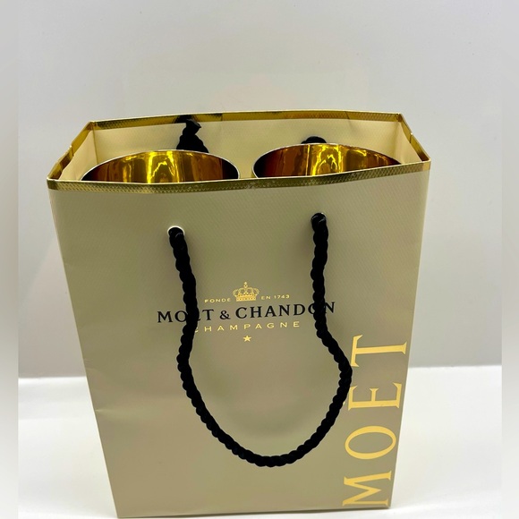 2 Moët & Chandon Golden Champagne Goblet Cup & bag. - Picture 2 of 2